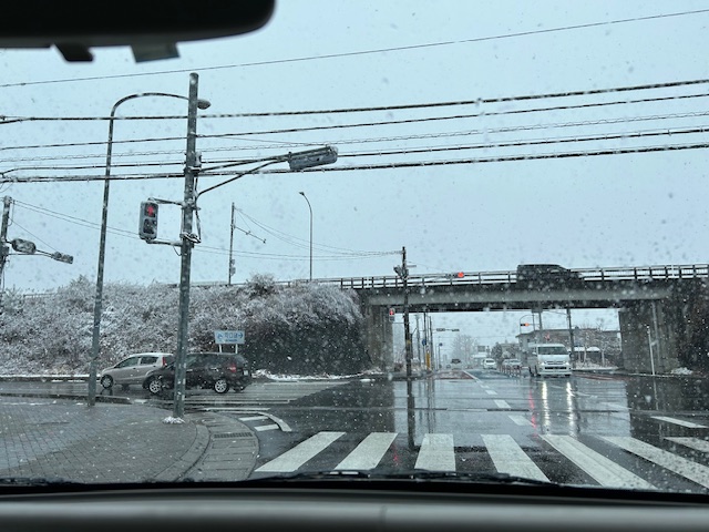 雪になりましたね。。